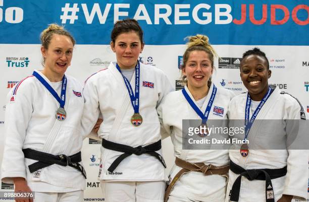Under 70kg medallists L-R: Silver; Gemma Howell of Wolverhampton JC, Gold; Jemima Yeats-Brown of Ryecroft JC, Bronzes; Kelly Petersen-Pollard of...