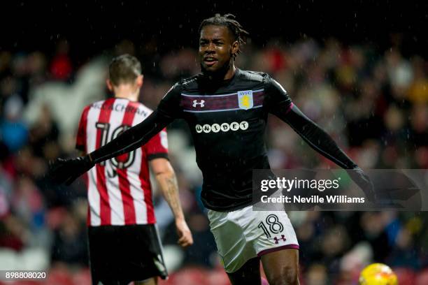 Josh Onomah of Aston Villa scores for Aston Villa during the Sky Bet Championship match between Brentford and Aston Villa at Griffin Park on December...