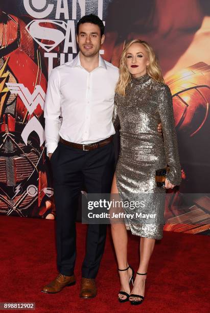 Olympic gymnast Nastia Liukin and husband Matt Lombardi arrive at the Premiere Of Warner Bros. Pictures' 'Justice League' at the Dolby Theatre on...