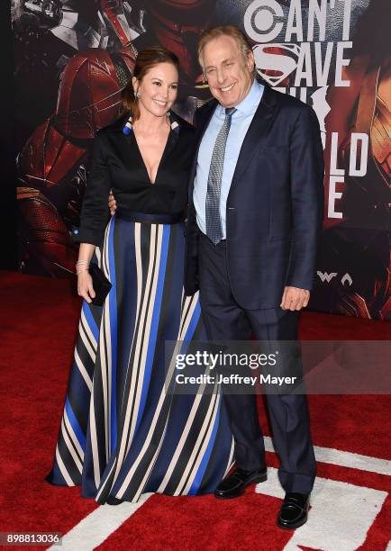 Actress Diane Lane and producer Charles Roven arrive at the premiere of Warner Bros. Pictures' 'Justice League' at the Dolby Theatre on November 13,...