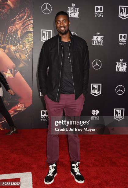 Professional basketball player Roy Hibbert arrives at the premiere of Warner Bros. Pictures' 'Justice League' at the Dolby Theatre on November 13,...