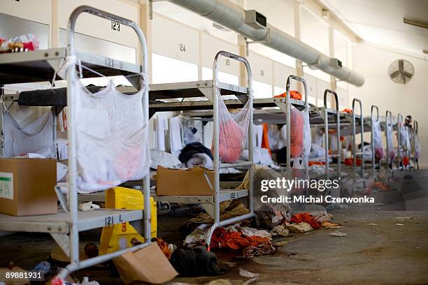 The aftermath of a prison riot inside the California Institution for Men prison is seen on August 19, 2009 in Chino, California. After touring the...