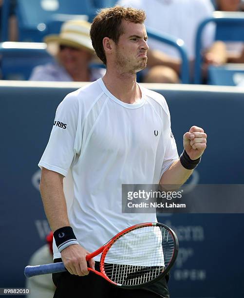 Andy Murray of Great Britain celebrates a point against Nicolas Almagro of Spain during day three of the Western & Southern Financial Group Masters...