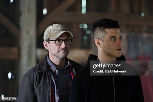 Shutdown -r" Episode 310 -- Pictured: Christian Slater as Mr.Robot, Rami Malek as Elliot Alderson --