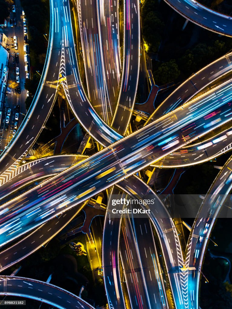 Highway junction aerial view