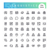 Linguistics Line Icons Set