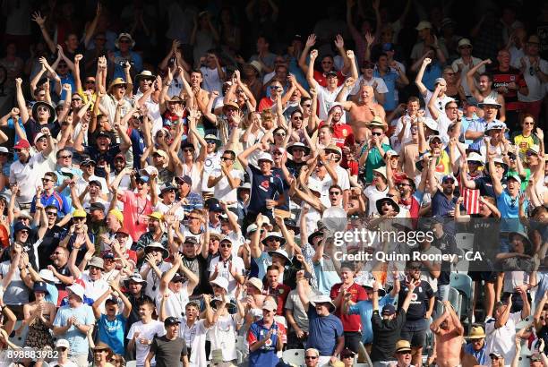 Fans show their support during day two of the Fourth Test Match in the 2017/18 Ashes series between Australia and England at Melbourne Cricket Ground...