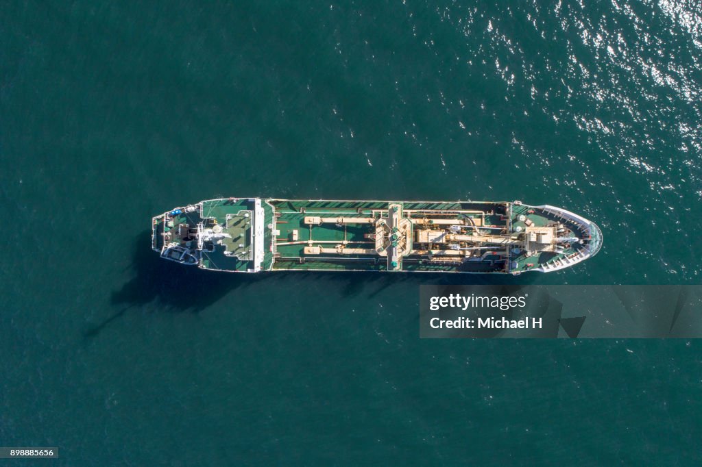 Aerial view of cruise boat