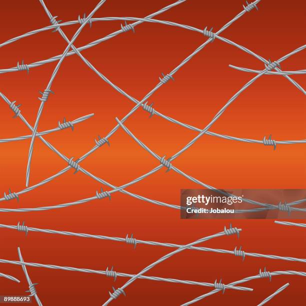 barbed wire seamless pattern - concentration camp stock illustrations