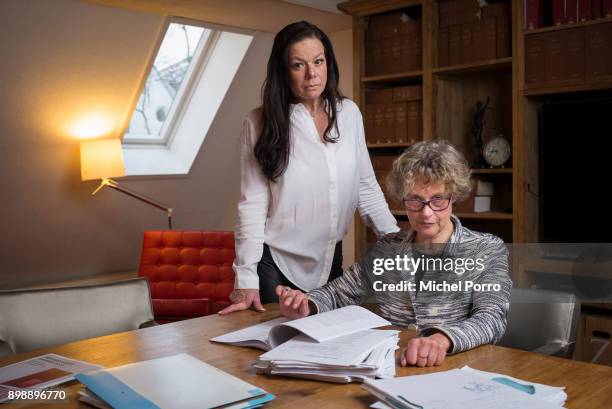 Dutch lung cancer patient Anne Marie van Veen and her criminal lawyer Benedicte Ficq work on documents in preparation of the first ever criminal case...