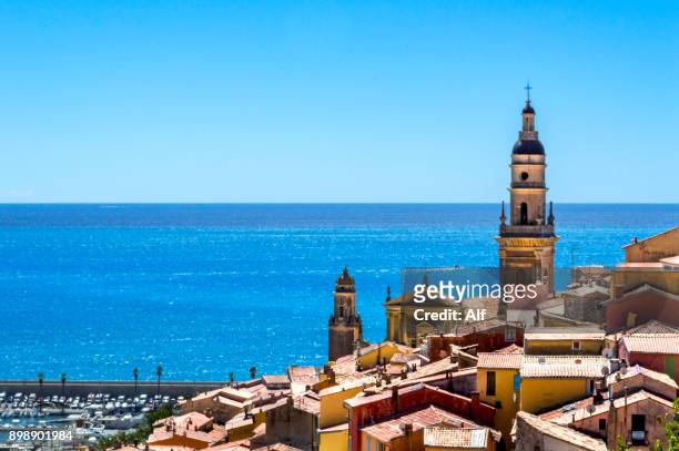view of menton, french riviera, france - cannes beach stock pictures, royalty-free photos & images