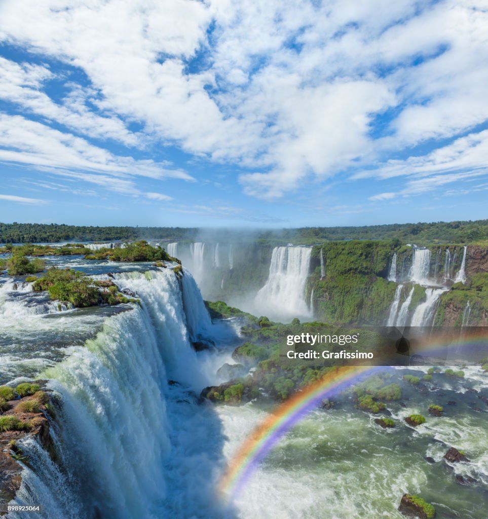 Brazil Iguacu Falls with rainbow