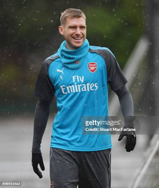 Per Mertesacker of Arsenal before a training session at London Colney on December 27, 2017 in St Albans, England.