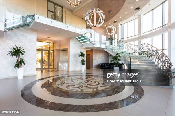 modern hotel lobby - polished granite stock pictures, royalty-free photos & images