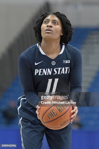 Teniya Page of the Penn State Lady Lions takes a foul shot during a women's college basketball game against the American University Eagles at Bender...