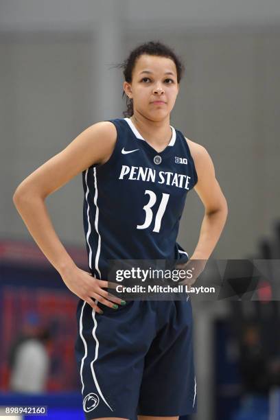 Jaida Travascio-Green of the Penn State Lady Lions looks on during a women's college basketball game against the American University Eagles at Bender...