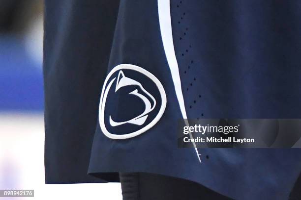 The Penn State Lady Lions logo on a pair of shorts during a women's college basketball game against the American University Eagles at Bender Arena on...