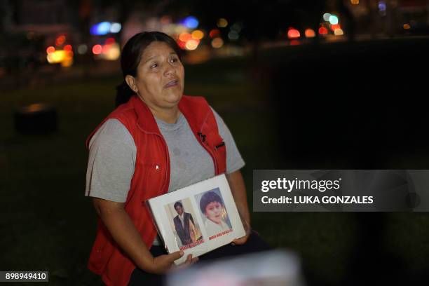 Rosa Rojas who lost her eight-year-old son and her husband at the Barrios Altos massacre - when 15 people were slain by a death squad obeying orders...