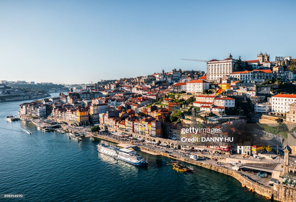 View of Douro river and city of Oporto, Portugal