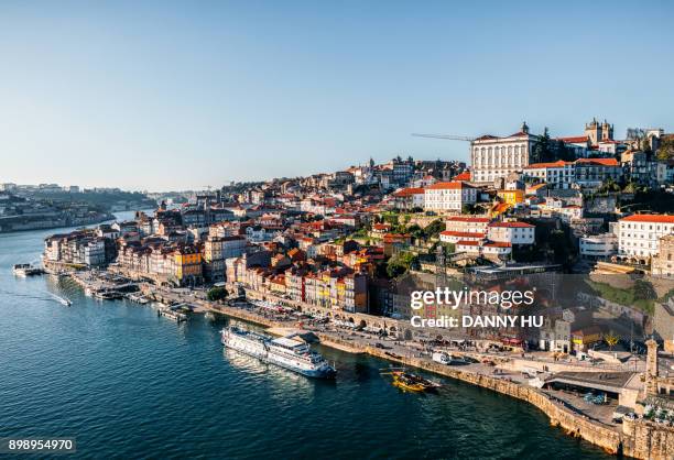 view of douro river and city of oporto, portugal - distrito do porto portugal imagens e fotografias de stock