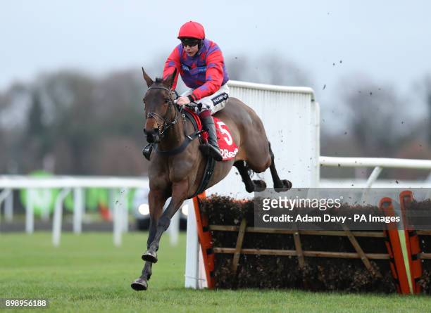 Midnight Tune ridden by Aidan Coleman wins the 32Red Casino Mares' Handicap Hurdle Race during day two of the 32Red Winter Festival at Kempton Park,...
