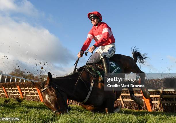 Dublin , Ireland - 27 December 2017; Real Steel, with Paul Townend up, fall at the last during the Paddy Power Future Champions Novice Hurdle on day...