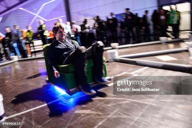 Participant attends the 34C3 Chaos Communication Congress of the Chaos Computer Club on December 27, 2017 in Leipzig, Germany. The annual congress...