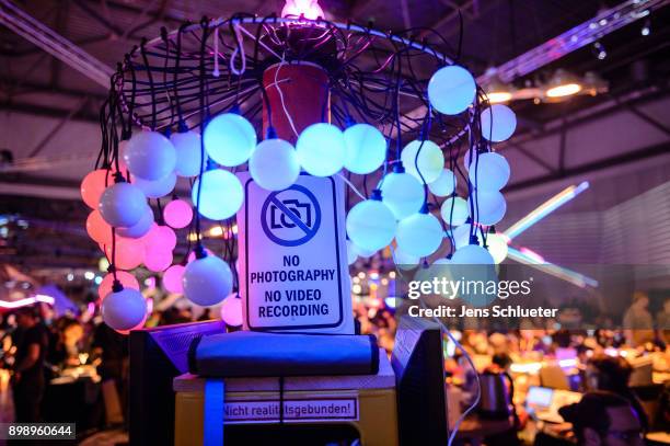 Light installation stands on a table during the 34C3 Chaos Communication Congress of the Chaos Computer Club on December 27, 2017 in Leipzig,...