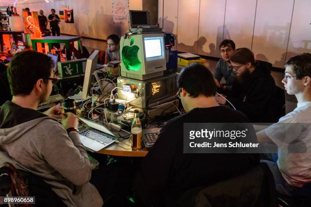 Participants attend the 34C3 Chaos Communication Congress of the Chaos Computer Club on December 27, 2017 in Leipzig, Germany. The annual congress...