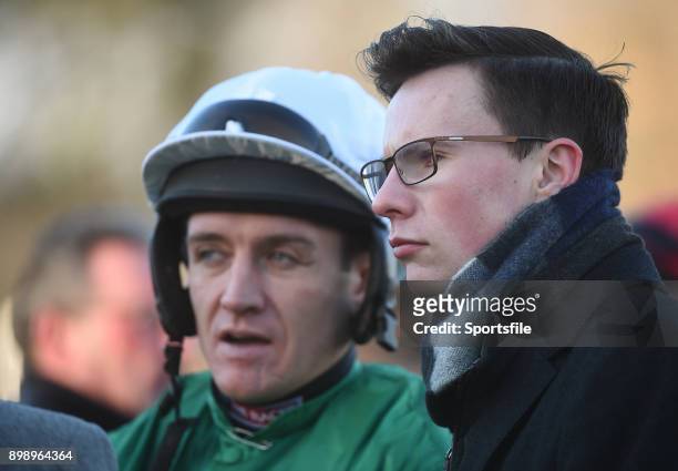 Dublin , Ireland - 27 December 2017; Trainer Joseph O'Brien in the parade ring with jockey Barry Gerathy ahead of the Paddy Power Future Champions...