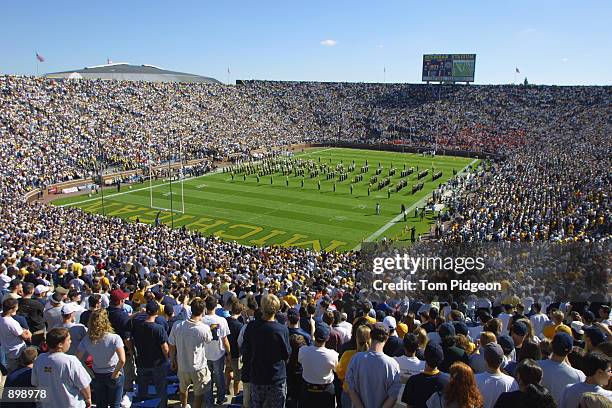 General view of Michigan Stadium where the announced crowd of 107,085 pack the stands for the game against the Illinois Fighting Illini in Ann Arbor,...