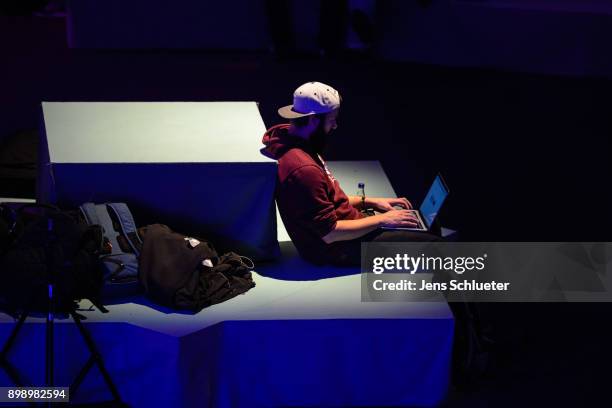 Participant attends the 34C3 Chaos Communication Congress of the Chaos Computer Club on December 27, 2017 in Leipzig, Germany. The annual congress...