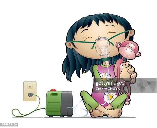 asthmatic girl - child asthma stock illustrations