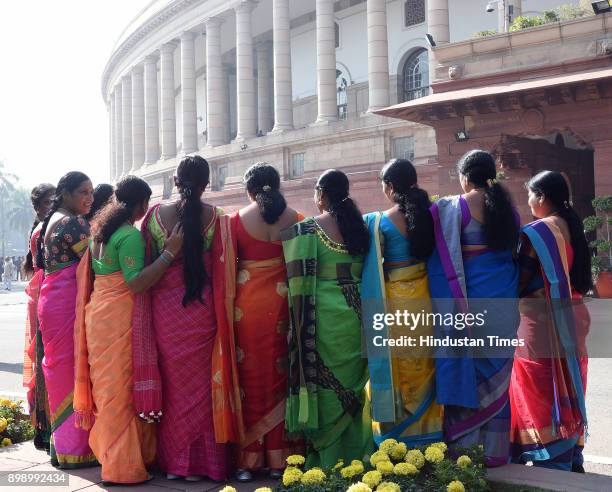 Andhra Pradesh local body member at parliament house during their Parliament Winter Session visit on December 27, 2017 in New Delhi, India. Impasse...