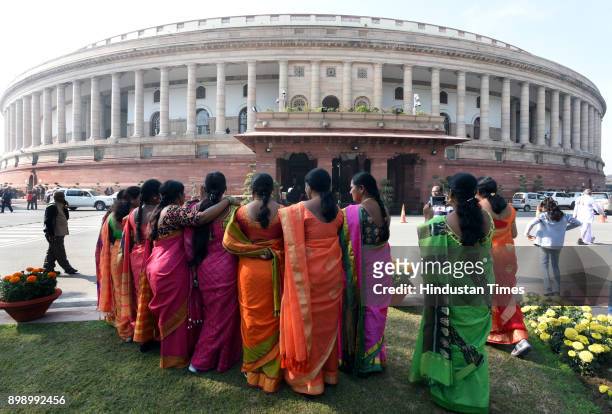 Andhra Pradesh local body member at parliament house during their Parliament Winter Session visit on December 27, 2017 in New Delhi, India. Impasse...