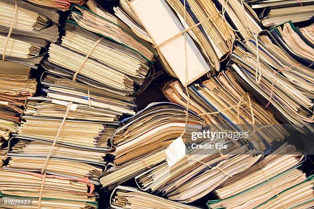 archive with neglected, old files - archives stockfoto's en -beelden