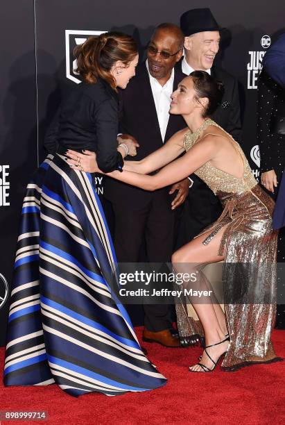 Actors Diane Lane and Gal Gadot arrive at the premiere of Warner Bros. Pictures' 'Justice League' at the Dolby Theatre on November 13, 2017 in...