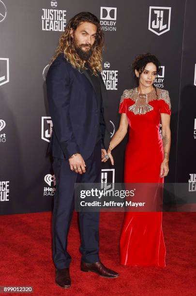 Actor Jason Momoa and wife/actress Lisa Bonet arrive at the premiere of Warner Bros. Pictures' 'Justice League' at the Dolby Theatre on November 13,...