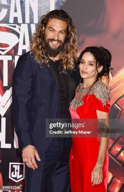 Actor Jason Momoa and wife/actress Lisa Bonet arrive at the premiere of Warner Bros. Pictures' 'Justice League' at the Dolby Theatre on November 13,...