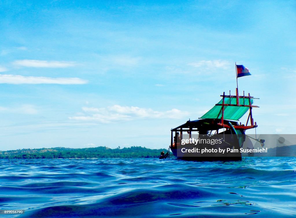 Wooden Tourist Boat From in the Water, Gulf of Thailand, Cambodia