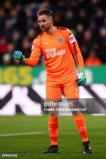 Rob Elliot of Newcastle United looks on during the Premier League match between Newcastle United and Manchester City at St. James Park on December...