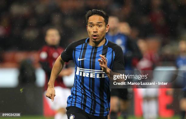 Yuto Nagatomo of FC Internazionale in action during the TIM Cup match between AC Milan and FC Internazionale at Stadio Giuseppe Meazza on December...