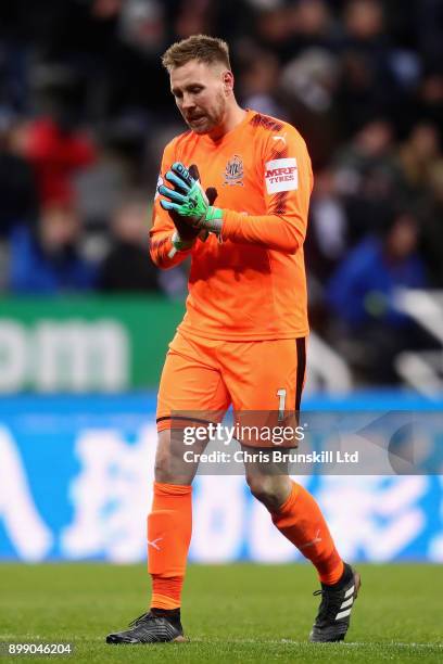 Rob Elliot of Newcastle United looks on during the Premier League match between Newcastle United and Manchester City at St. James Park on December...