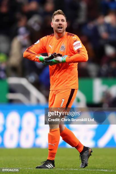 Rob Elliot of Newcastle United looks on during the Premier League match between Newcastle United and Manchester City at St. James Park on December...