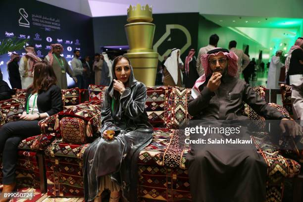 Saudi chess association board member Princess Lama Khalid Al Sudairi , and the association president, Mottaz Sulaiman are seen on the spot on day 3...