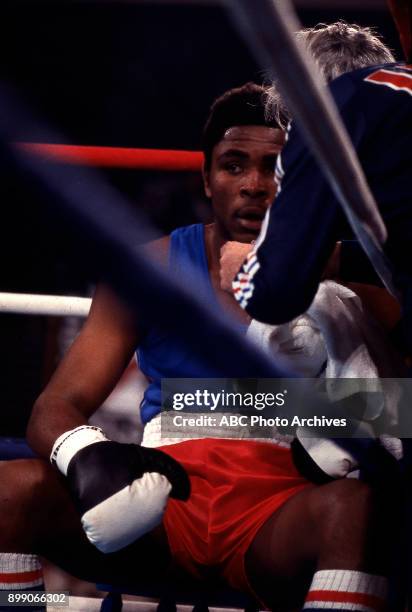Greg Page boxing at 1976 U.S.A. - U.S.S.R. Amateur Heavyweight Championships.