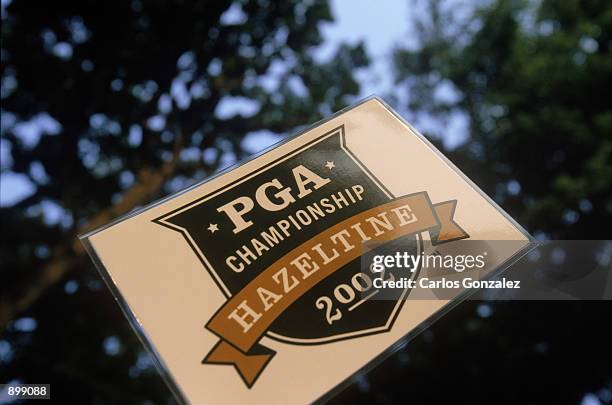 Detail of the 2002 PGA Championship logo at Hazeltine Golf Club on June 28, 2002 in Chaska, Minnesota.