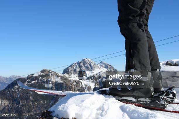 skiing details - skischoen stockfoto's en -beelden