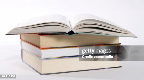 Stack and open book Stack and open book