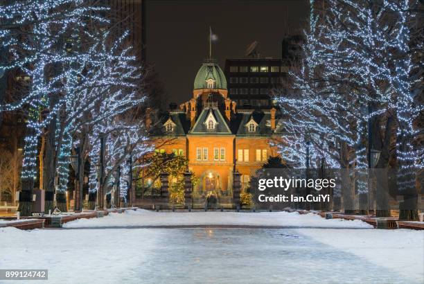 sapporo white illuminations - city street ストックフォトと画像